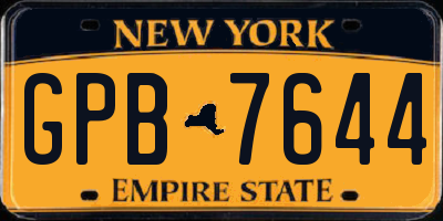 NY license plate GPB7644