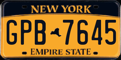 NY license plate GPB7645