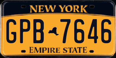 NY license plate GPB7646