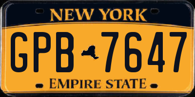 NY license plate GPB7647