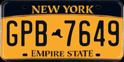NY license plate GPB7649