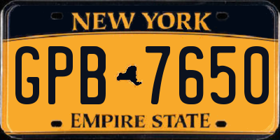 NY license plate GPB7650