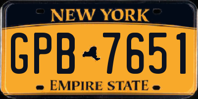 NY license plate GPB7651