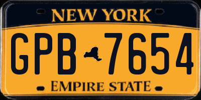 NY license plate GPB7654