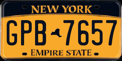 NY license plate GPB7657
