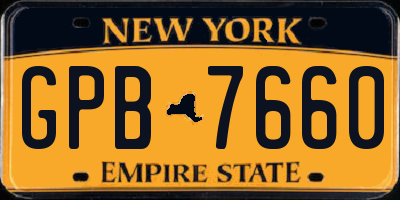 NY license plate GPB7660