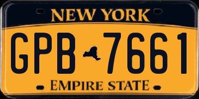 NY license plate GPB7661