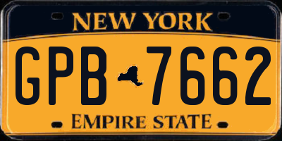 NY license plate GPB7662