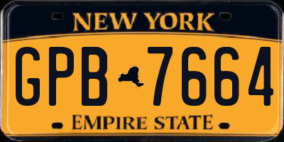 NY license plate GPB7664