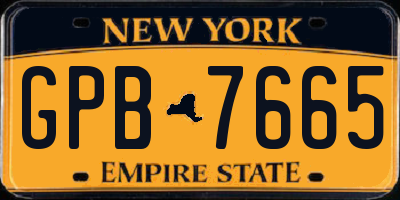 NY license plate GPB7665