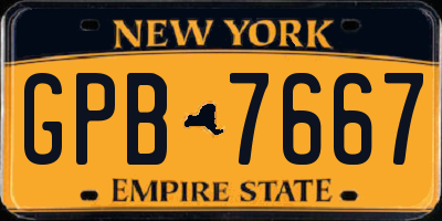 NY license plate GPB7667