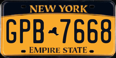 NY license plate GPB7668