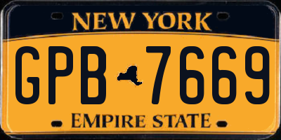 NY license plate GPB7669