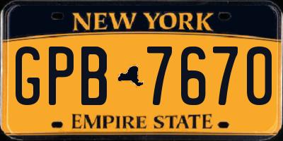 NY license plate GPB7670