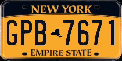 NY license plate GPB7671
