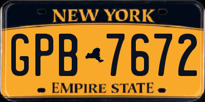NY license plate GPB7672