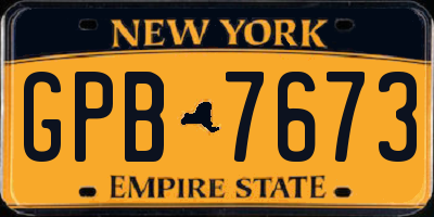 NY license plate GPB7673