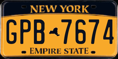 NY license plate GPB7674