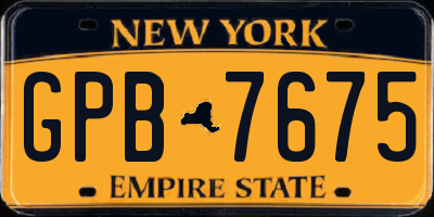NY license plate GPB7675