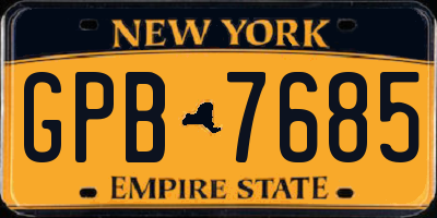 NY license plate GPB7685