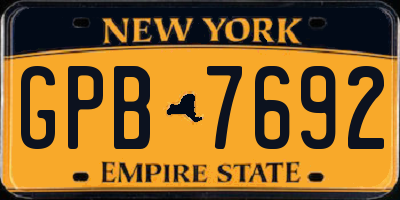 NY license plate GPB7692