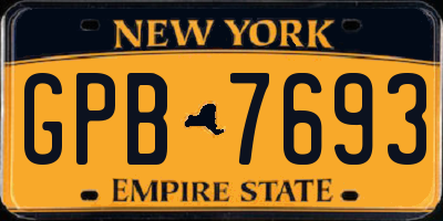 NY license plate GPB7693