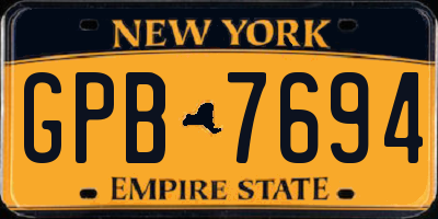 NY license plate GPB7694