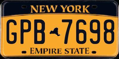 NY license plate GPB7698