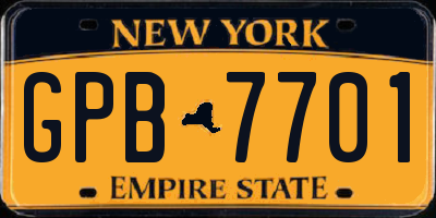 NY license plate GPB7701