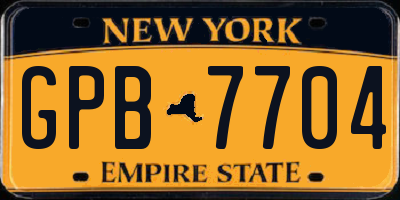 NY license plate GPB7704