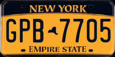 NY license plate GPB7705