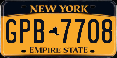 NY license plate GPB7708