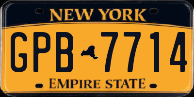 NY license plate GPB7714