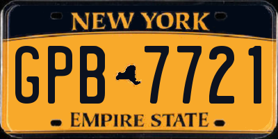 NY license plate GPB7721
