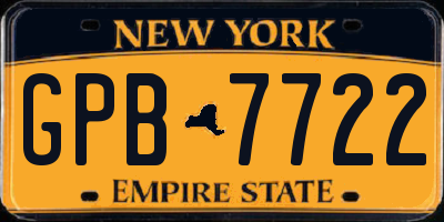 NY license plate GPB7722