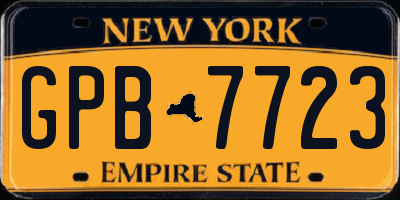 NY license plate GPB7723