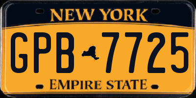 NY license plate GPB7725