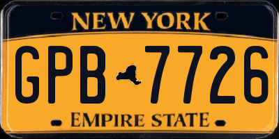 NY license plate GPB7726