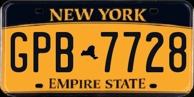 NY license plate GPB7728