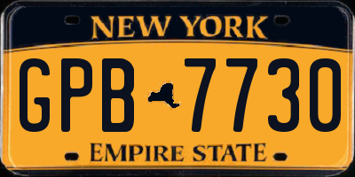 NY license plate GPB7730