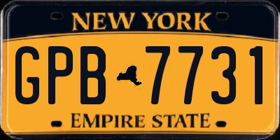 NY license plate GPB7731