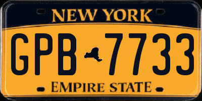 NY license plate GPB7733