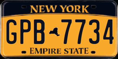 NY license plate GPB7734