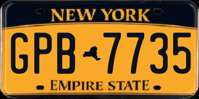 NY license plate GPB7735