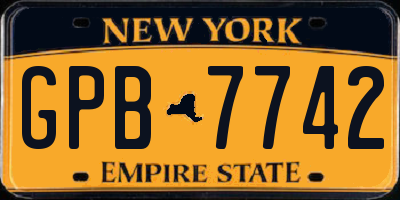 NY license plate GPB7742