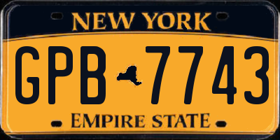 NY license plate GPB7743
