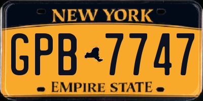 NY license plate GPB7747