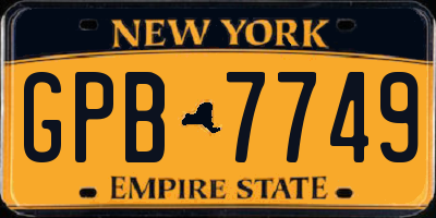 NY license plate GPB7749