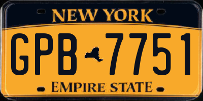 NY license plate GPB7751