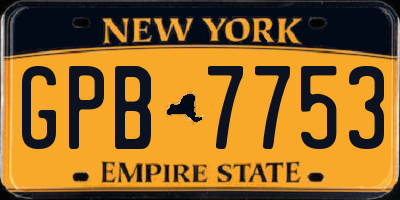 NY license plate GPB7753